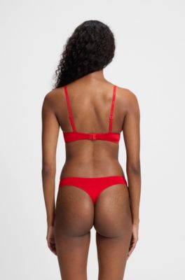 Stretch-jersey bralette with leopard print, Red