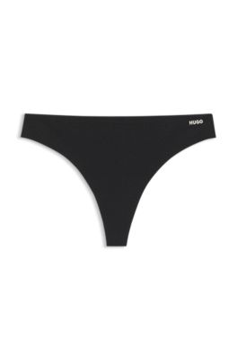 Printed low-rise briefs in stretch microfiber, Black