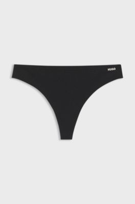 Printed low-rise briefs in stretch microfiber, Black