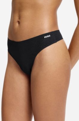 Printed low-rise briefs in stretch microfiber, Black