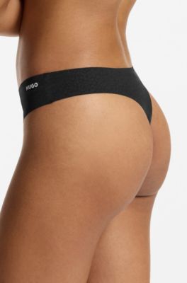 Printed low-rise briefs in stretch microfiber, Black