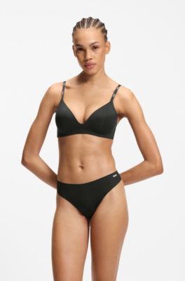 Printed low-rise briefs in stretch microfiber, Black