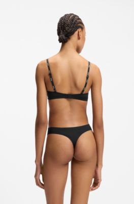 Printed low-rise briefs in stretch microfiber, Black