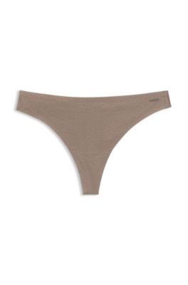 Printed low-rise briefs in stretch microfiber, Beige Patterned