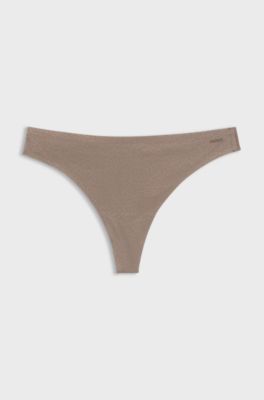 Printed low-rise briefs in stretch microfiber, Beige Patterned