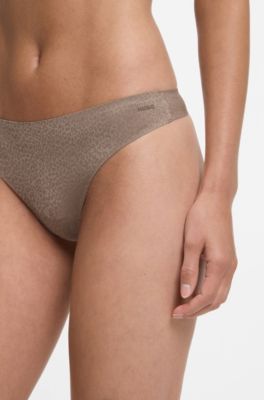 Printed low-rise briefs in stretch microfiber, Beige Patterned