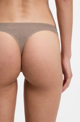 Printed low-rise briefs in stretch microfiber, Beige Patterned
