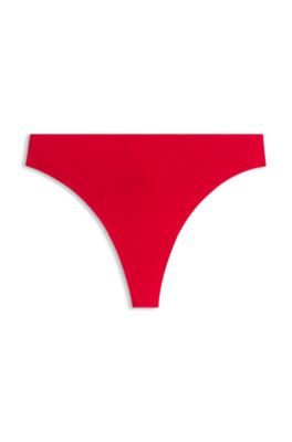 Printed low-rise briefs in stretch microfiber, Red