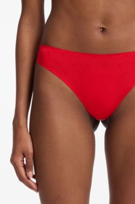 Printed low-rise briefs in stretch microfiber, Red