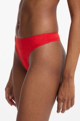 Printed low-rise briefs in stretch microfiber, Red