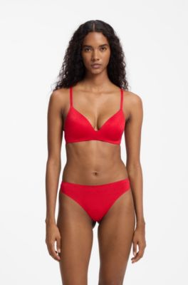 Printed low-rise briefs in stretch microfiber, Red
