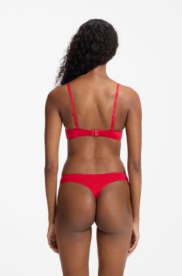 Printed low-rise briefs in stretch microfiber, Red