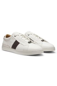 Gary leather trainers with contrast side panel, Natural
