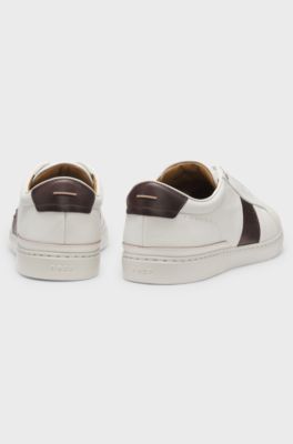 Gary leather trainers with contrast side panel, Natural