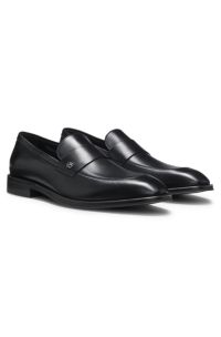 Leather loafers with Double B monogram trim, Black
