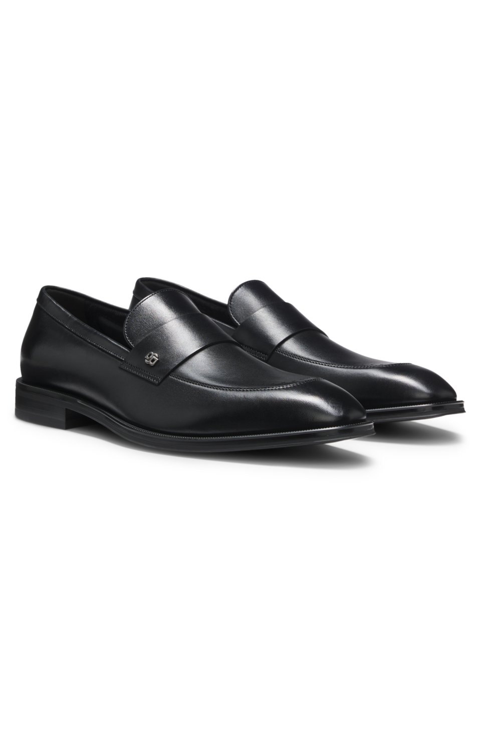 Leather loafers with Double B monogram trim