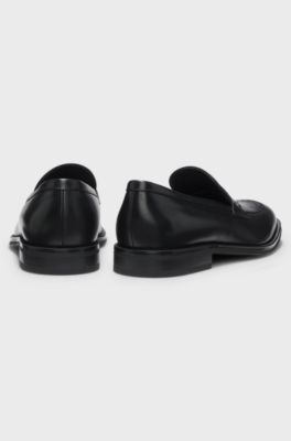 Leather loafers with Double B monogram trim, Black