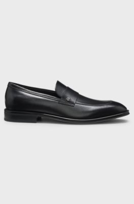 Leather loafers with Double B monogram trim, Black