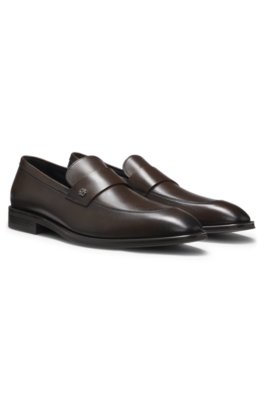 Leather loafers with Double B monogram trim