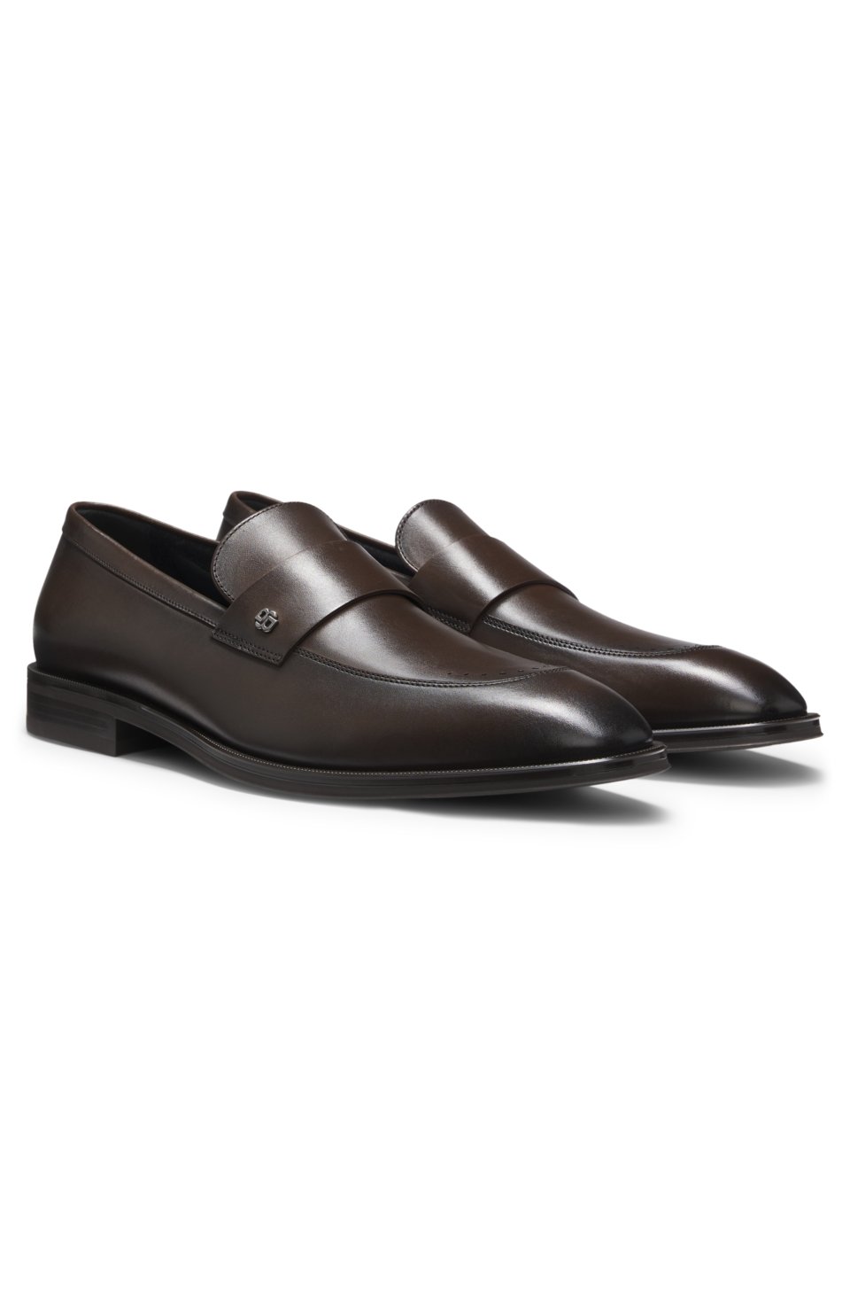 Leather loafers with Double B monogram trim