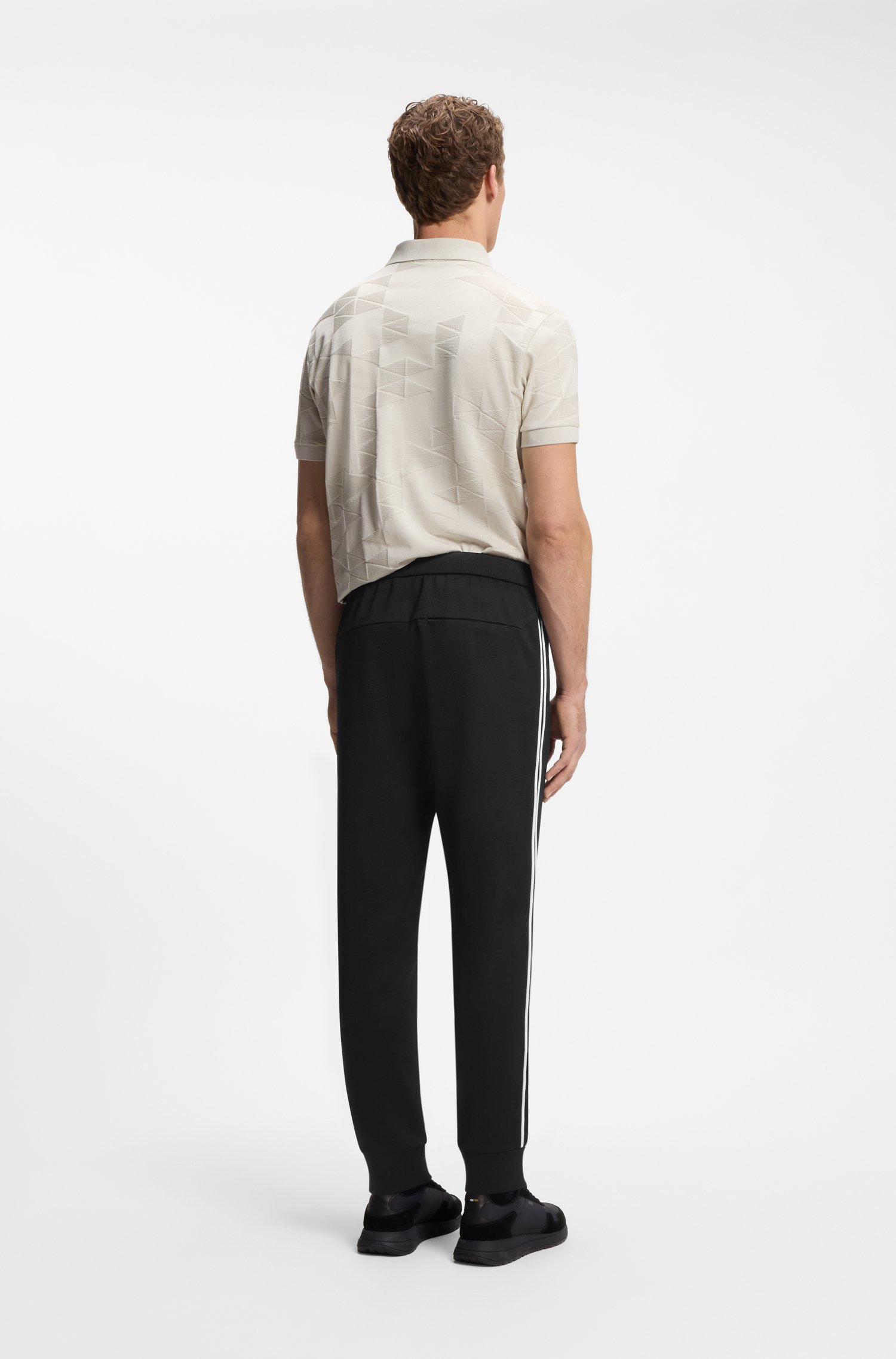 Boss Triangle-jacquard tracksuit bottoms with rubberised logo byxor herr – bild 3