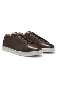 Gary trainers in brushed leather, Dark Brown