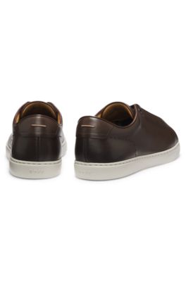 Gary trainers in brushed leather, Dark Brown