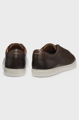 Gary trainers in brushed leather, Dark Brown