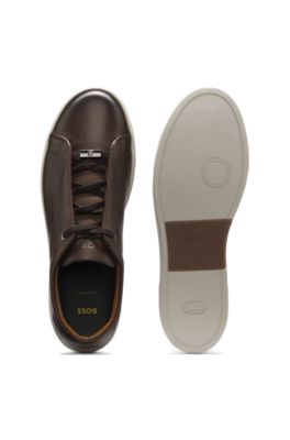 Gary trainers in brushed leather, Dark Brown