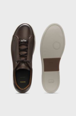 Gary-sneakers van geborsteld leer, Donkerbruin