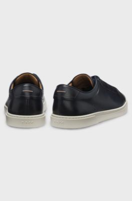 Baskets Gary en cuir bross&eacute;, Bleu fonc&eacute;