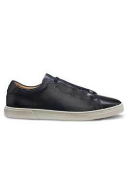 Gary sneakers i borstat l&auml;der, M&ouml;rkbl&aring;