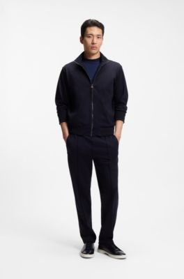Baskets Gary en cuir bross&eacute;, Bleu fonc&eacute;