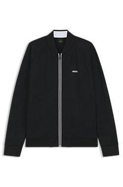 Triangle-jacquard zip-up sweatshirt with rubberised logo