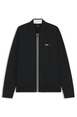 Triangle-jacquard zip-up sweatshirt with rubberised logo 1