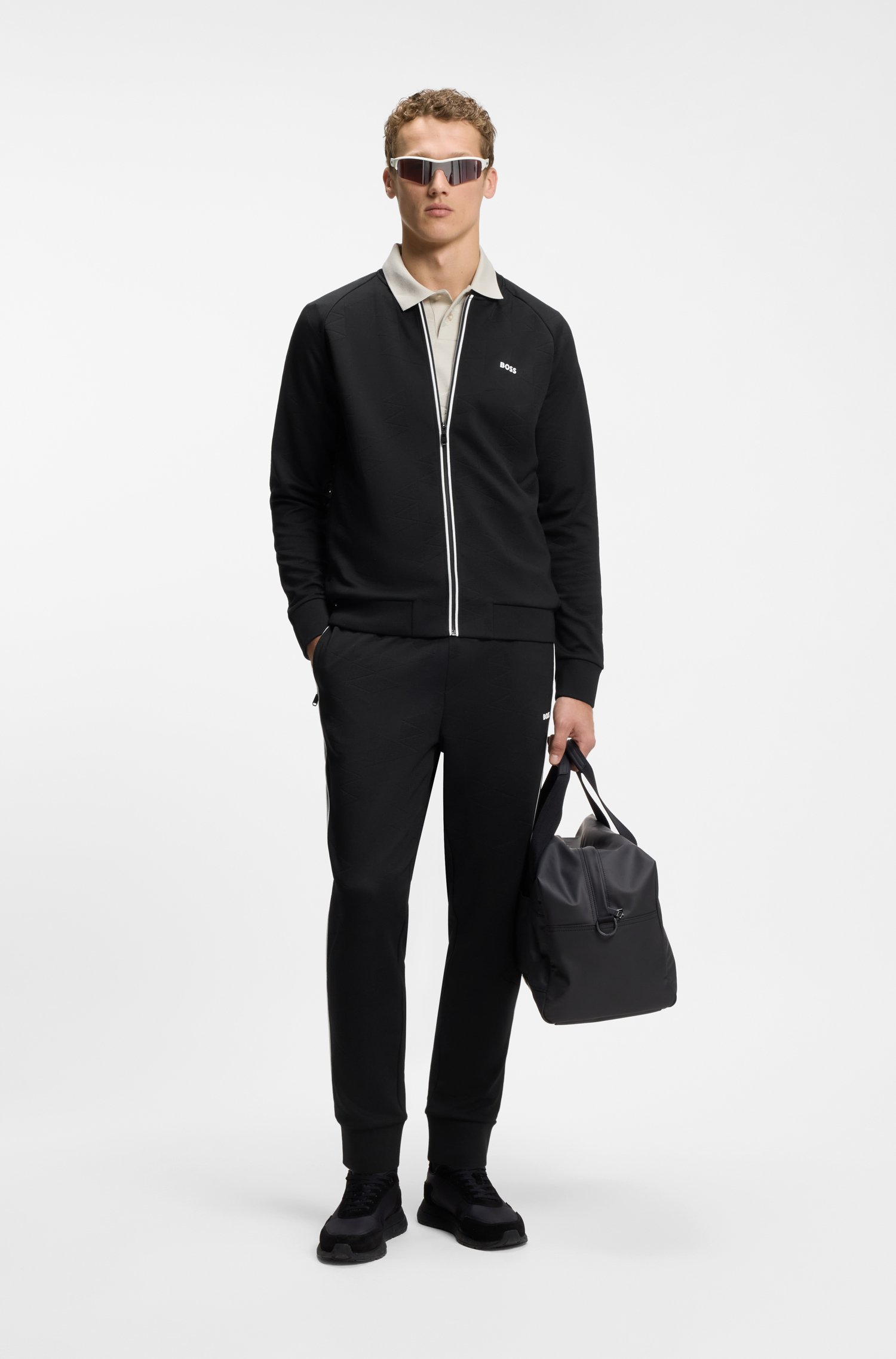 Boss Triangle-jacquard zip-up sweatshirt with rubberised logo herr – bild 2
