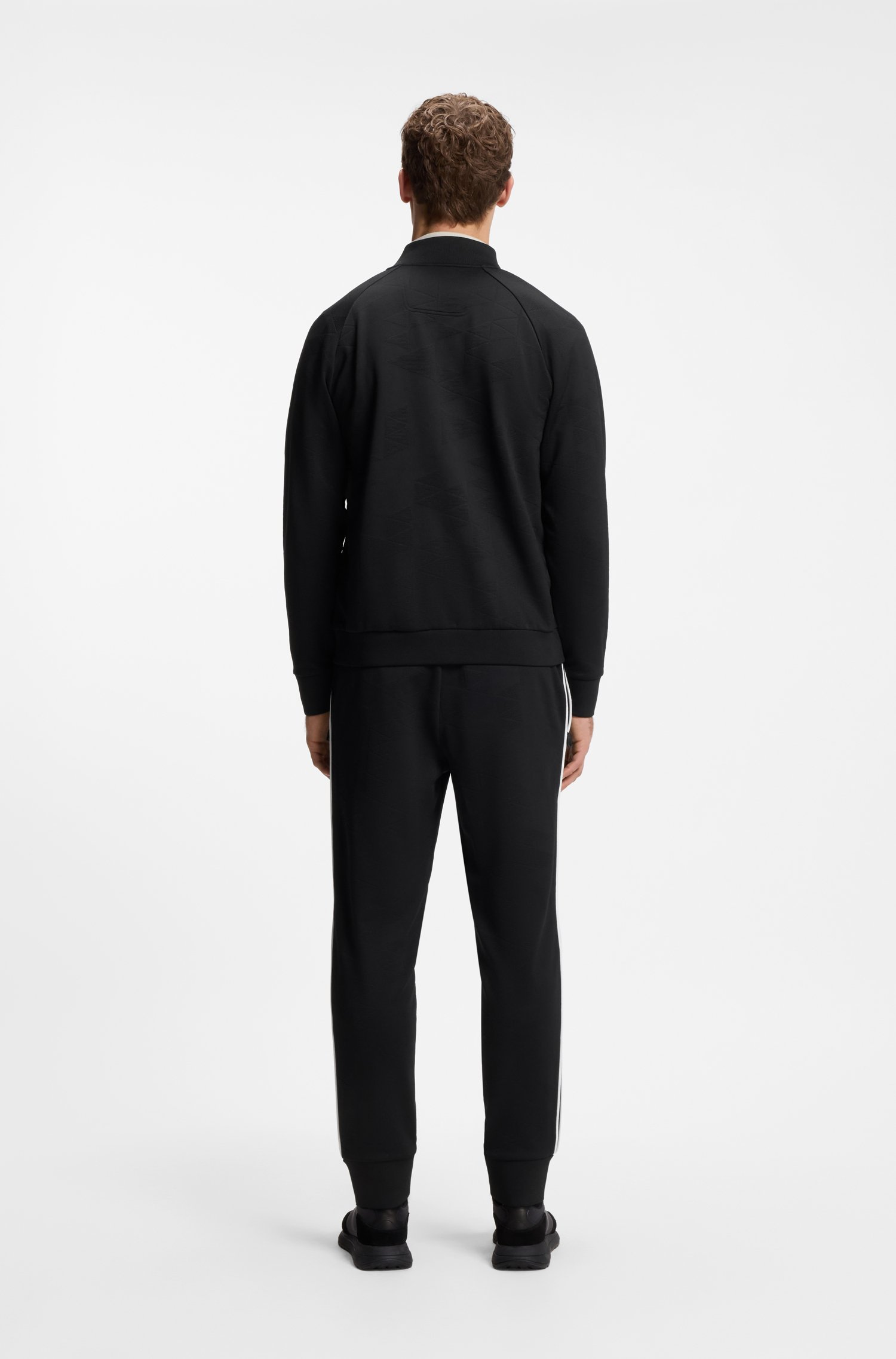 Boss Triangle-jacquard zip-up sweatshirt with rubberised logo herr – bild 3