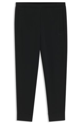 Boss Uomo Nero Pantaloni Della Tuta In Misto Cotone Con Logo Ricamato