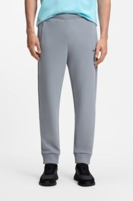 Cotton-blend tracksuit bottoms with embroidered logo, Grey