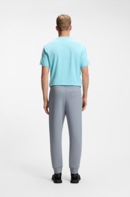 Cotton-blend tracksuit bottoms with embroidered logo, Grey