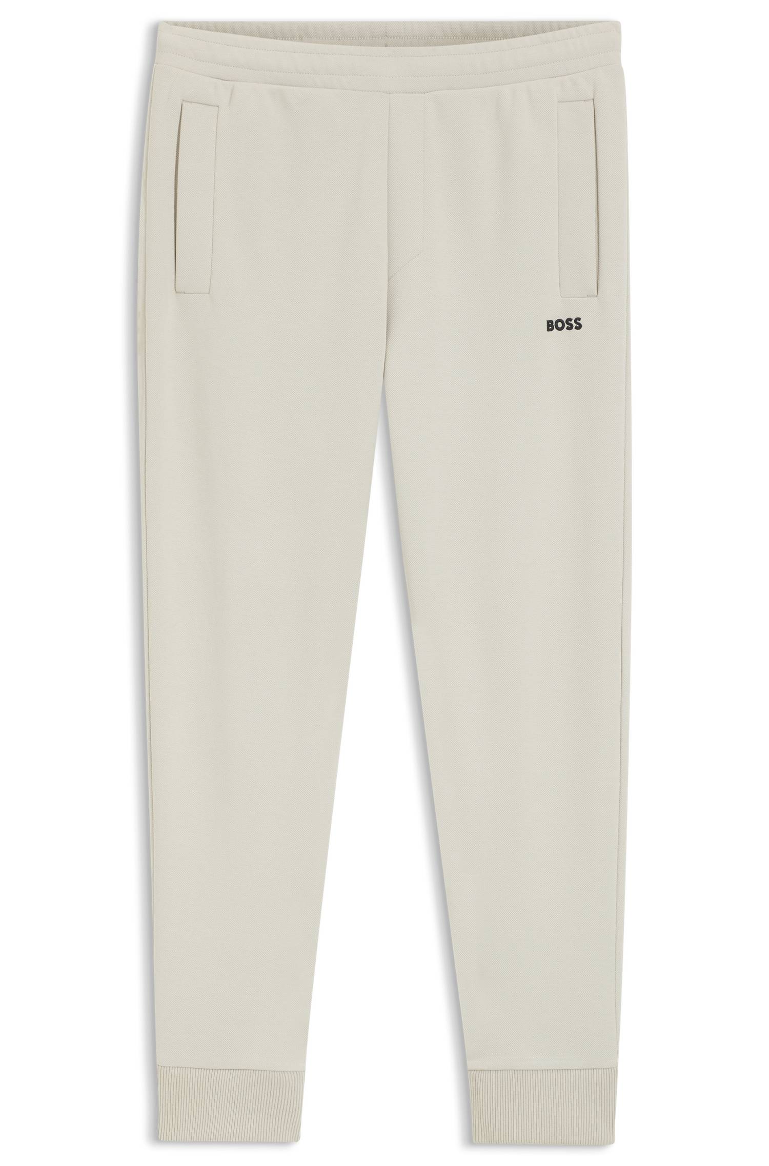 Boss Cotton-blend tracksuit bottoms with embroidered logo byxor herr – bild 4