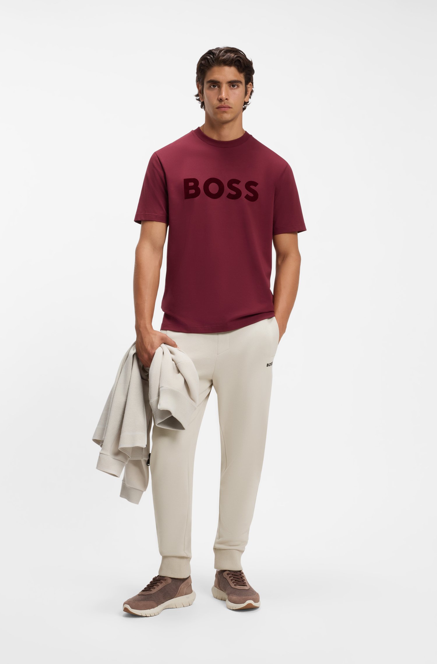 Boss Cotton-blend tracksuit bottoms with embroidered logo byxor herr – bild 2