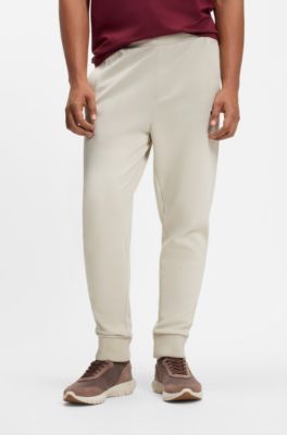Cotton-blend tracksuit bottoms with embroidered logo, Light Beige