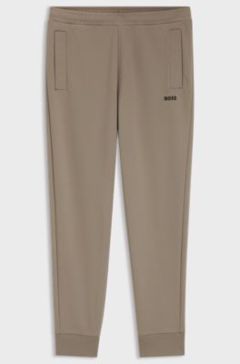 Pantaloni della tuta in misto cotone con logo ricamato, Marrone chiaro