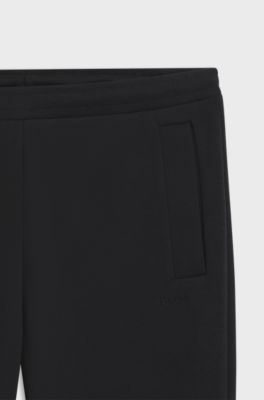 Cotton-blend tracksuit bottoms with embroidered logo, Dark Blue