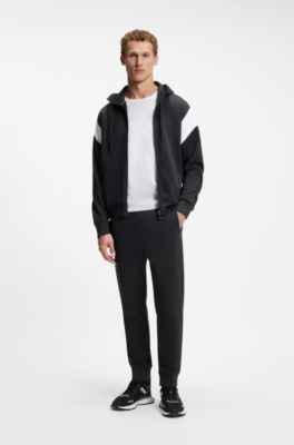 Cotton-blend tracksuit bottoms with embroidered logo, Dark Blue