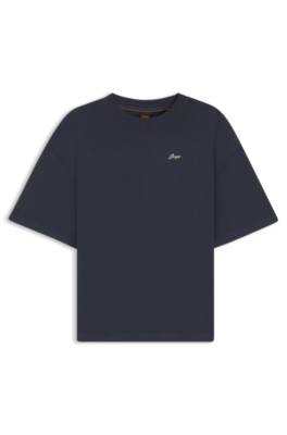 Cotton-jersey T-shirt with slogan artwork 1