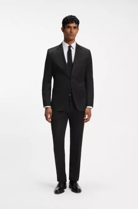 Slim-fit suit jacket in virgin-wool serge