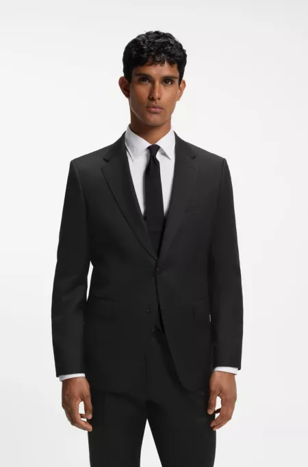 Slim-fit suit jacket in virgin-wool serge