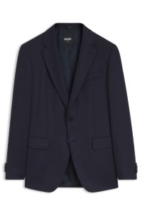 Slim-fit suit jacket in virgin-wool serge, Dark Blue